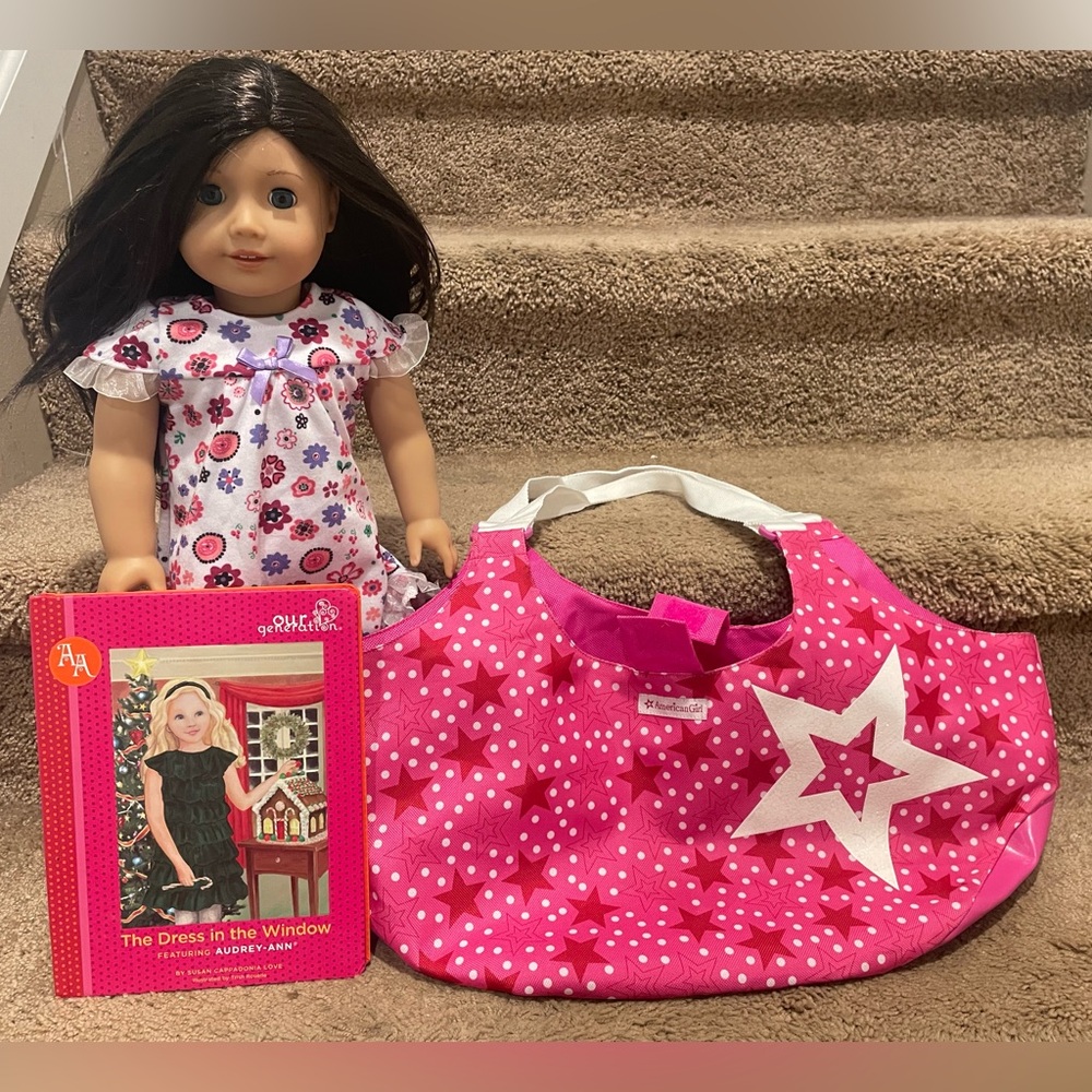 AMERICAN GIRL Dark Hair Blue Eyes Pajama’s Shoes Underwear Doll 18”